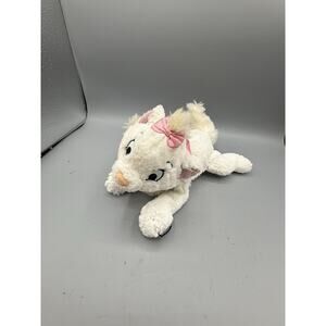 Disney Marie Aristocats Plush White Cat Pink Bow Laying Stuffed Animal